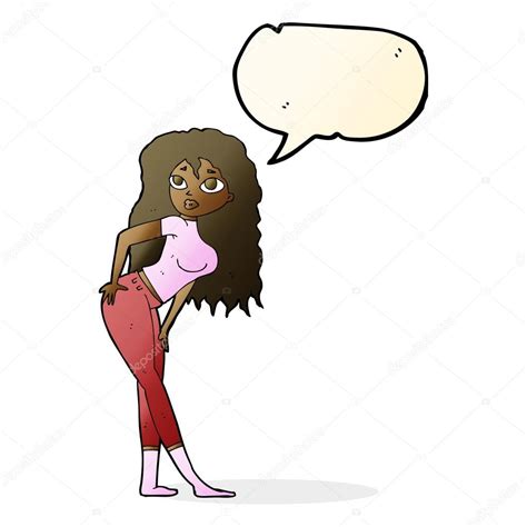 Cartoon attractive woman looking surprised with speech bubble Stock ...