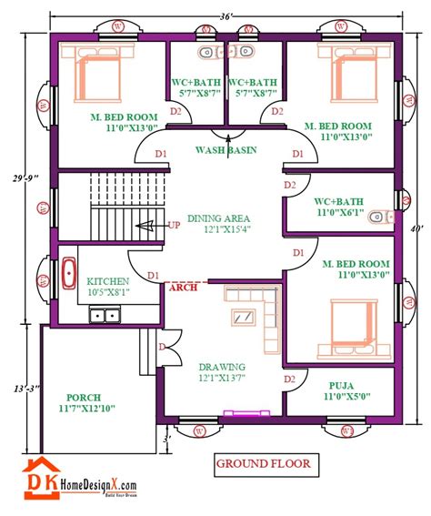 36X40 Affordable House Plan - DK Home DesignX