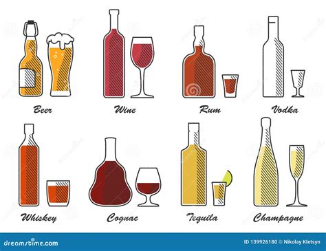 Tipo Colore Dell'alcool Dell'insieme Una a Illustrazione Vettoriale - Illustrazione di isolato ...