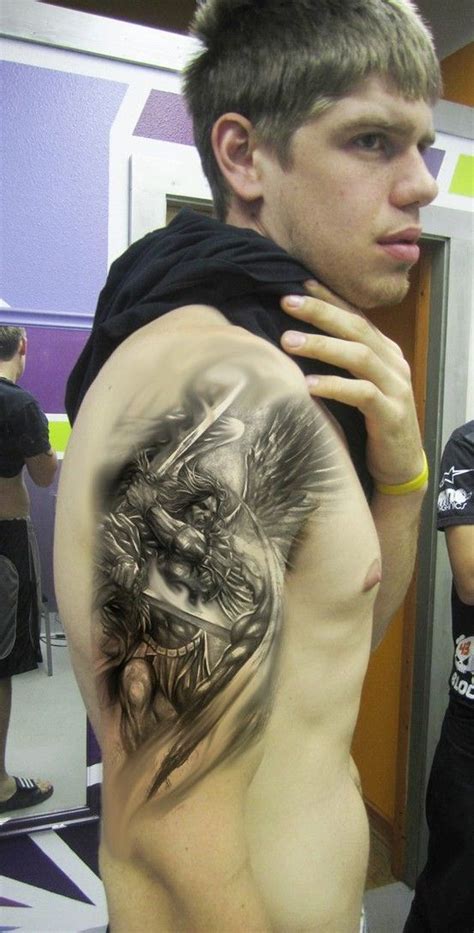 Warrior Angel Tattoo On Shoulder Angel Warrior Tattoo, Angel Tattoo Men, Angels Tattoo, New ...