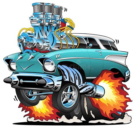 Red Hot Rod Cartoon Illustration Stock Illustration - Illustration of ...