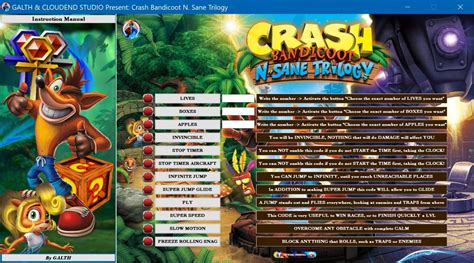 CRASH BANDICOOT N. SANE TRILOGY CHEATS TRAINER MODS TRICKS CODES ...