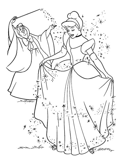 Free Cinderella coloring page to color - Cinderella Coloring Pages for Kids