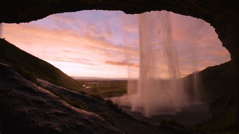 Seljalandsfoss Waterfall From Inside Cave Stock Footage SBV-328058981 ...