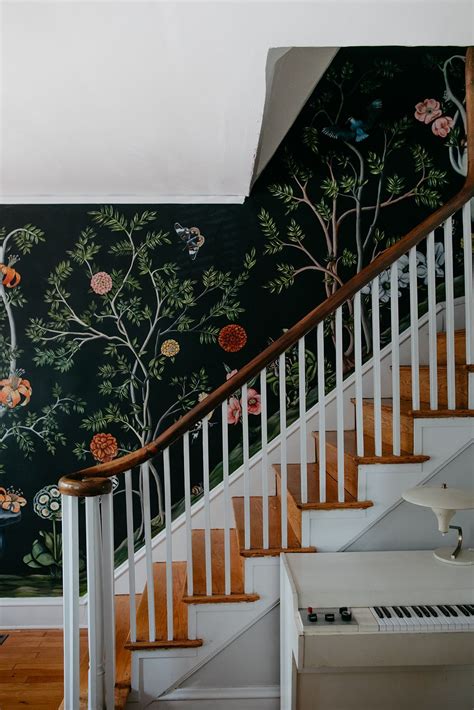 Before | Wallpaper stairs, Wallpaper staircase, Stairway wallpaper