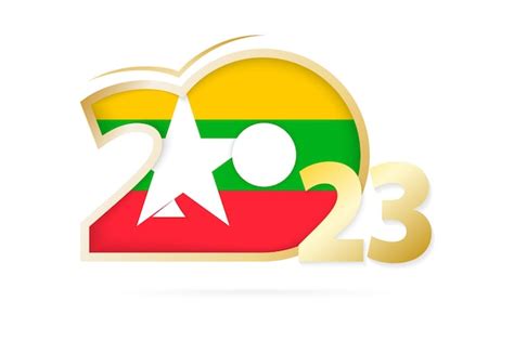 Premium Vector | Year 2023 with myanmar flag pattern