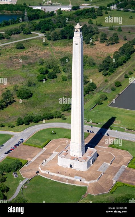 Aerial view of the San Jacinto Monument along the Houston Ship Channel in Houston Texas Stock ...