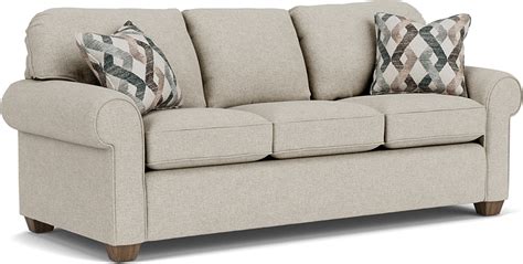 Flexsteel Living Room Thornton Queen Sleeper Sofa W/Splendid Comfort Mattress 5535-44 - Naturwood