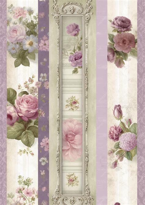 Premium AI Image | A purple and pink wallpaper with a floral border and a frame with flowers.