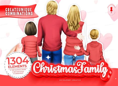 Christmas Family Clip Art, Family Clipart, Parents Clipart, DIY Clip ...