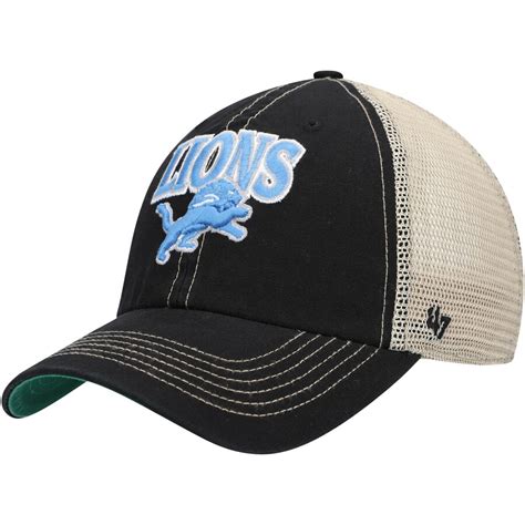 Men's '47 Black/Natural Detroit Lions Tuscaloosa Clean Up Snapback Hat