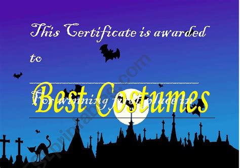 Halloween Award Certificate 2 - ESL worksheet by esplanade