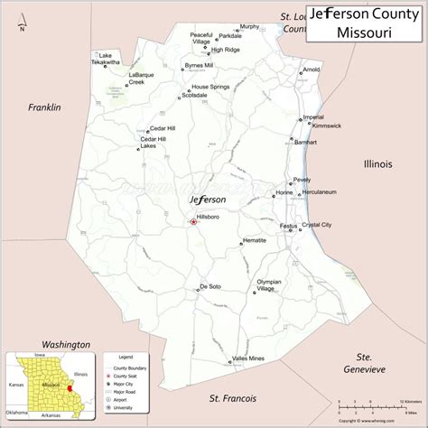 Jefferson County Map, Missouri - Where is Located, Cities, Population ...