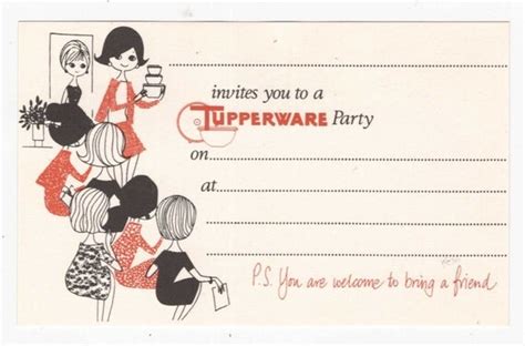 Items similar to Unused 1960's Tupperware Party Invitation Card on Etsy