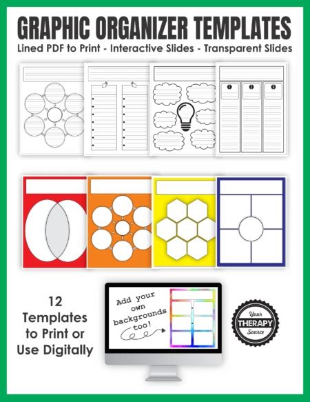 Graphic Organizer Templates - Print and Digital - Your Therapy Source