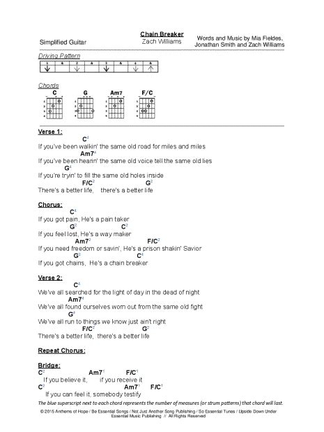 Simplified Guitar "Chain Breaker" Guitar Tab in C Major - Download ...