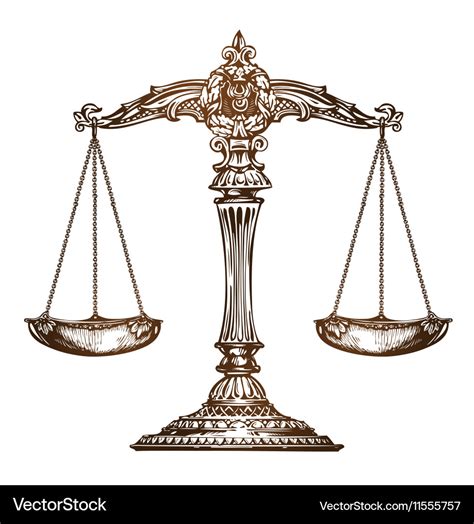 Scales of justice vintage sketch Royalty Free Vector Image