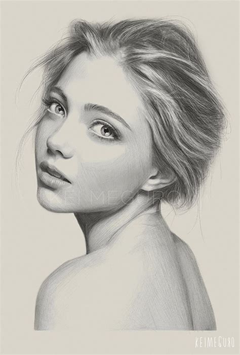 draw girl looking up - Google Search | Pencil portrait drawing, Human ...