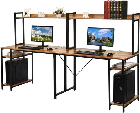 Amazon.com: Floenr 94IN Writing Study Double Workstation PC Laptop Table Student Desk Laptop ...