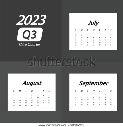 Q3 Third Quarter 2023 Calendar Stock Vector (Royalty Free) 2231989993 | Shutterstock