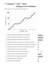 Heating Cooling Curve Worksheet Answers - Matter Interpreting Heating ...