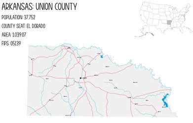 Map of union county in arkansas usa Royalty Free Vector