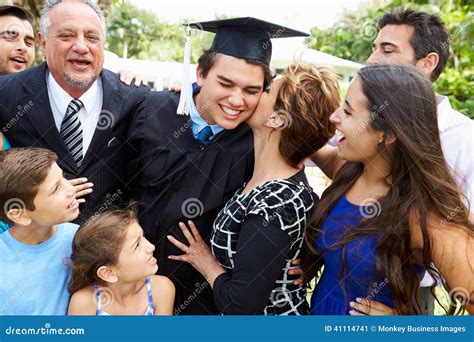 Hispanic Student And Family Celebrating Graduation Stock Image ...