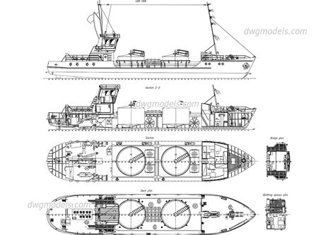 Detailed Drawing of Tanker Ship DWG model, free CAD drawing download