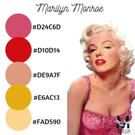 Paleta de Cores Marilyn Monroe | Cinema colours, Color, Marilyn monroe