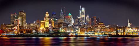 Philadelphia Philly Skyline at Night from East Color Photograph by Jon Holiday - Fine Art America