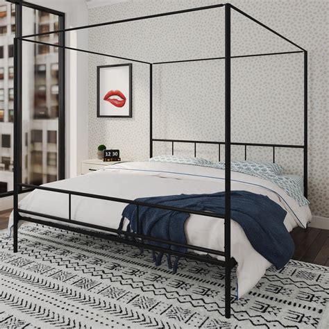 Novogratz Marion Metal Canopy Bed Frame, King, Black - Walmart.com