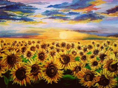 Sunflower field, oil on canvas, Romania | Painting art projects, Sunflower art, Painting