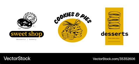 Collection sweet shop desserts logo design Vector Image