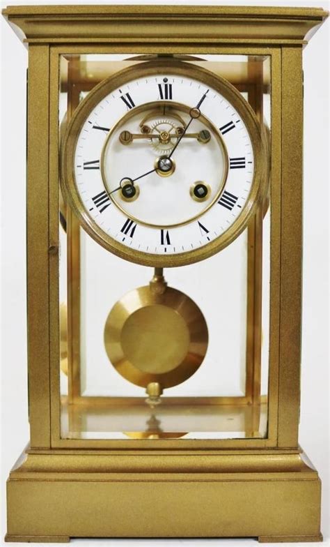 Antique 8 Day French Bronze 4 Glass Regulator Mantle Clock Visible Escapement | French mantel ...