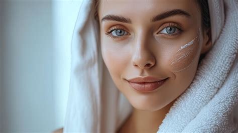 Premium Photo | Woman taking care of face skin daily routine Banner ...