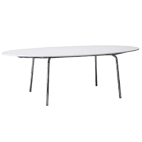 Ikea White Gloss Oval Conference Table w/ Chrome Legs - AptDeco