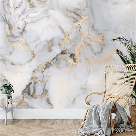 White Marble Gray Wallpaper Marble Wall Mural Marble Texture - Etsy