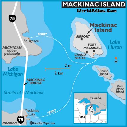 Mackinac Island Map Ferry and Hotels Travel Information Page