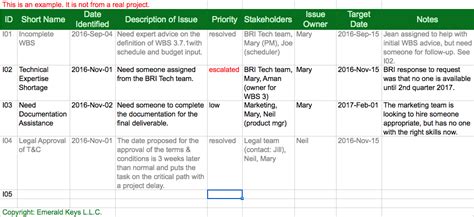 Image - Issue Log - Example.png | Project Management Wiki | FANDOM ...