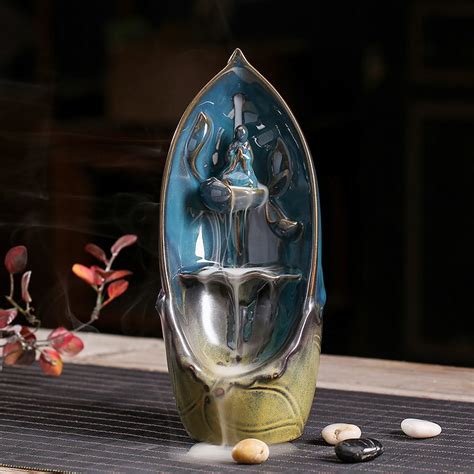 Mystical Waterfall Buddhist Monk Meditating Incense Burner - Chakra Galaxy