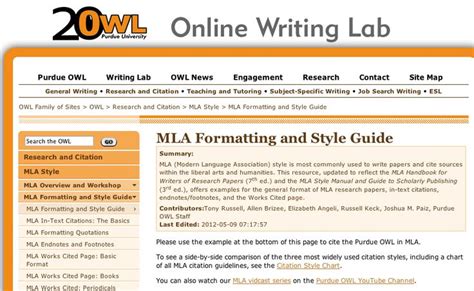 Purdue OWL: MLA Formatting and Style Guide | Writing lab, Teacher tech ...