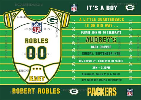 Green Bay Packers Baby Shower Invitation - Etsy