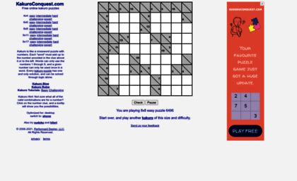 Kakuroconquest.com website. Kakuro - Play Online Kakuro Puzzles for Free at KakuroConquest.com.