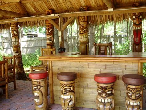 Tiki bar! Love the bar stools | Outdoor tiki bar, Tiki bar stools, Tiki bar decor