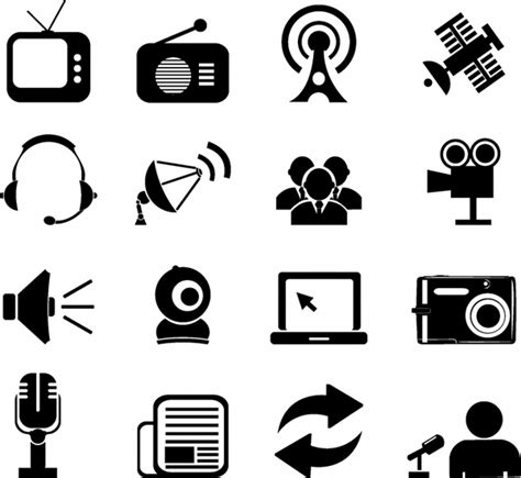 Mass Media Icons Vectors graphic art designs in editable .ai .eps .svg ...