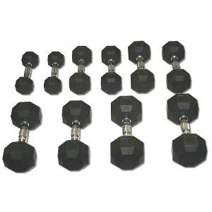 Rubber Coated Hex Dumbbell Set 5-25 lbs.