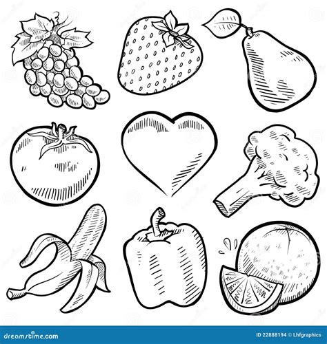 Heart Healthy Fruits and Vegetables Stock Illustration - Illustration of heart, drawing: 22888194