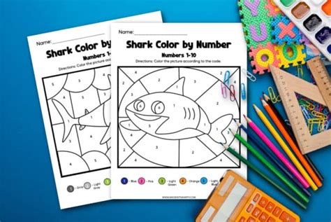 Free Shark Color By Number Printables - Made with HAPPY