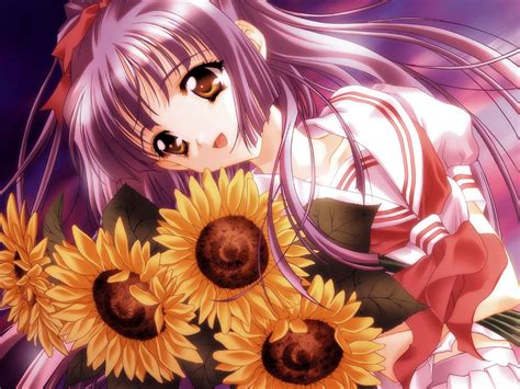 Wallpaper : illustration, anime girls, school uniform, flower, 1600x1200 px, mangaka 1600x1200 ...