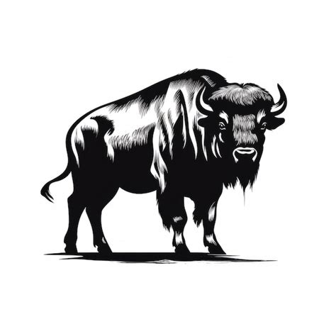 Premium AI Image | A silhouette black and white buffalo standing on a ...